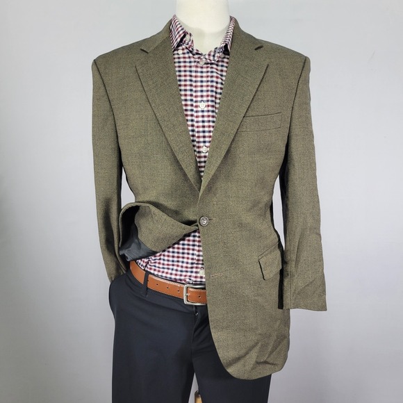 VTG JOS A‎ BANK Men's Sport Coat Blazer Two Button Brown Barley Corn Wool 38R